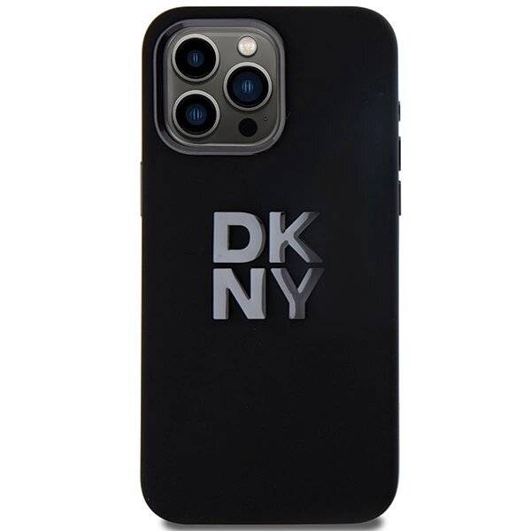 DKNY Liquid Silicone Metal Logo Hülle iPhone 15 Pro – Schwarz