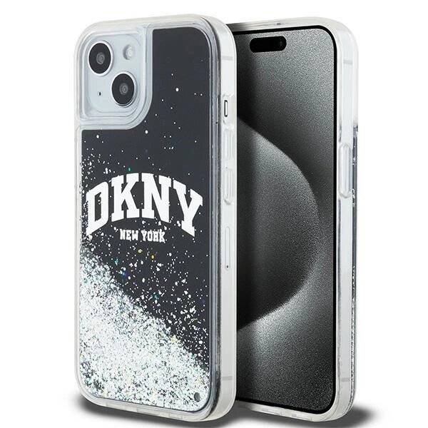 DKNY Liquid Glitter Big Logo iPhone 15 Plus / 14 Hülle - Schwarz