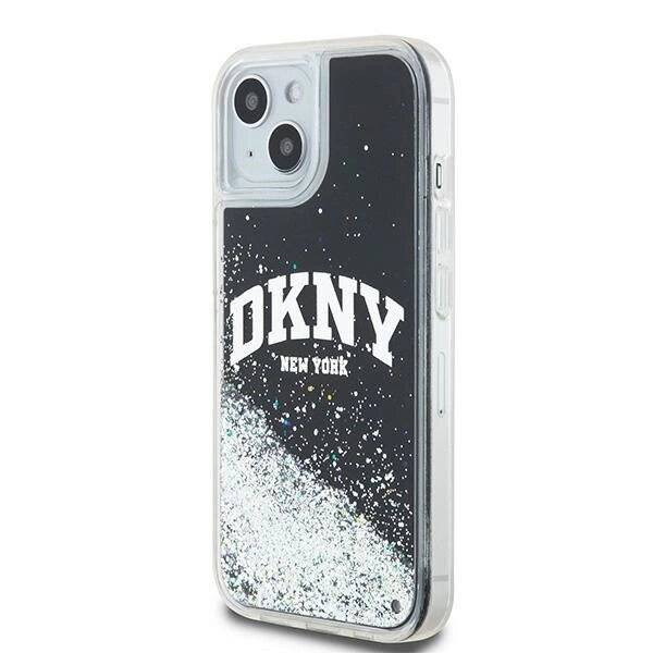 DKNY Liquid Glitter Big Logo iPhone 15 Plus / 14 Hülle - Schwarz