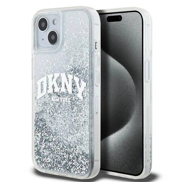 DKNY Liquid Glitter Big Logo Hülle iPhone 15 / 14 13 – Weiß