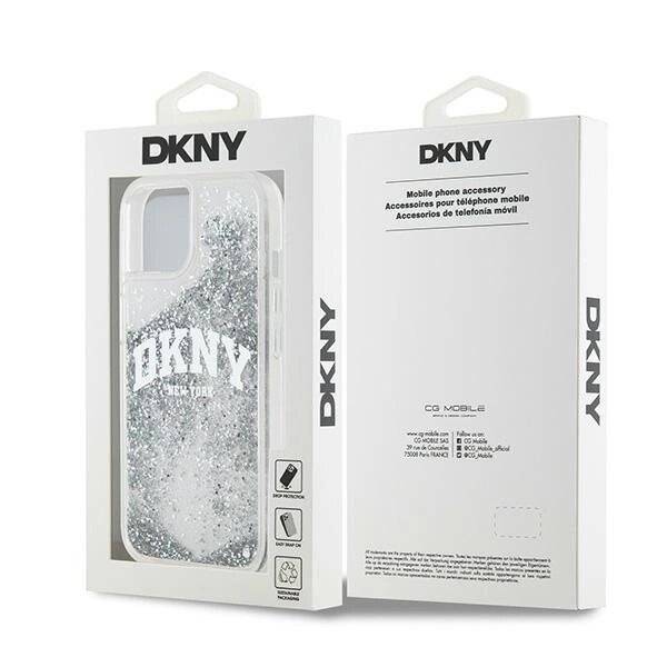 DKNY Liquid Glitter Big Logo Hülle iPhone 15 / 14 13 – Weiß