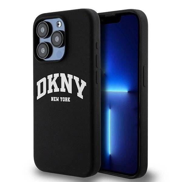 DKNY Flüssigsilikon-MagSafe-Hülle weißem bedrucktem Logo iPhone 13 Pro / – Schwarz