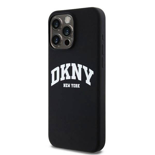 DKNY Liquid Silicone MagSafe iPhone 13 Pro Max Hülle weißem Logo-Aufdruck – Schwarz