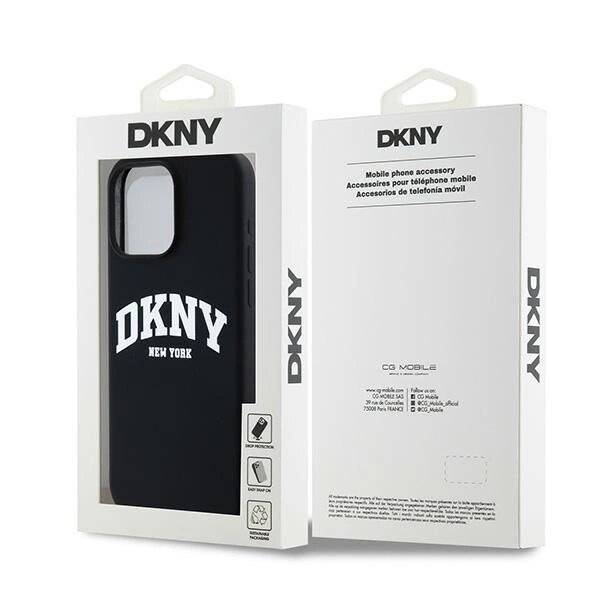 DKNY Liquid Silicone MagSafe iPhone 13 Pro Max Hülle weißem Logo-Aufdruck – Schwarz