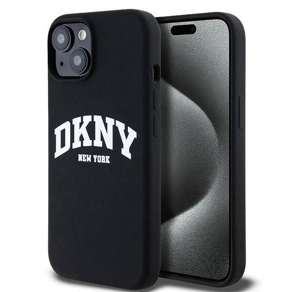 DKNY Liquid Silicone MagSafe Case weißem Logo-Aufdruck iPhone 14/15/13 – Schwarz
