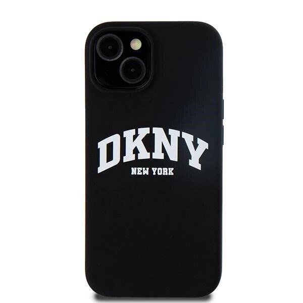 DKNY Liquid Silicone MagSafe Case weißem Logo-Aufdruck iPhone 14/15/13 – Schwarz