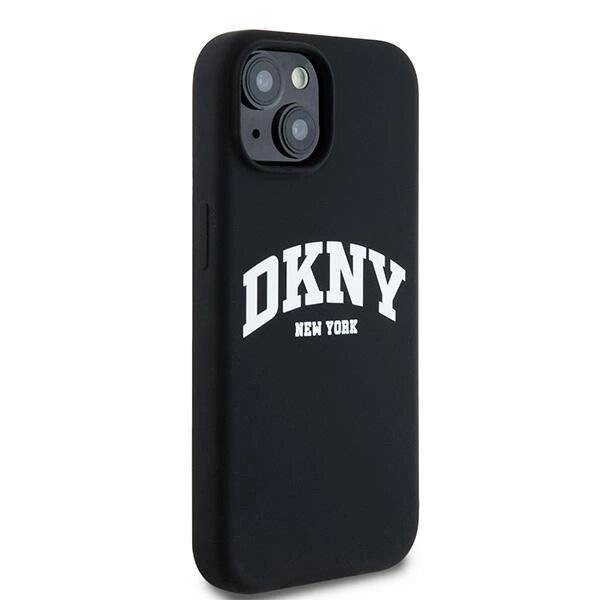 DKNY Liquid Silicone MagSafe Case weißem Logo-Aufdruck iPhone 14/15/13 – Schwarz