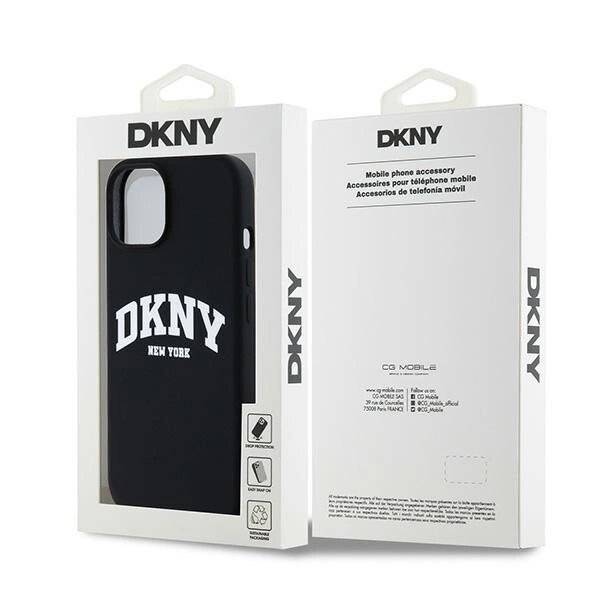 DKNY Liquid Silicone MagSafe Case weißem Logo-Aufdruck iPhone 14/15/13 – Schwarz