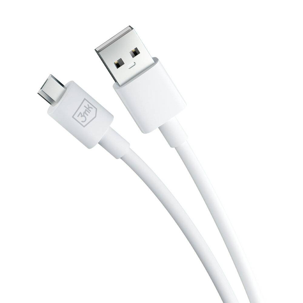 Ein weißes USB-auf-Micro-USB-Kabel mit sichtbarem 