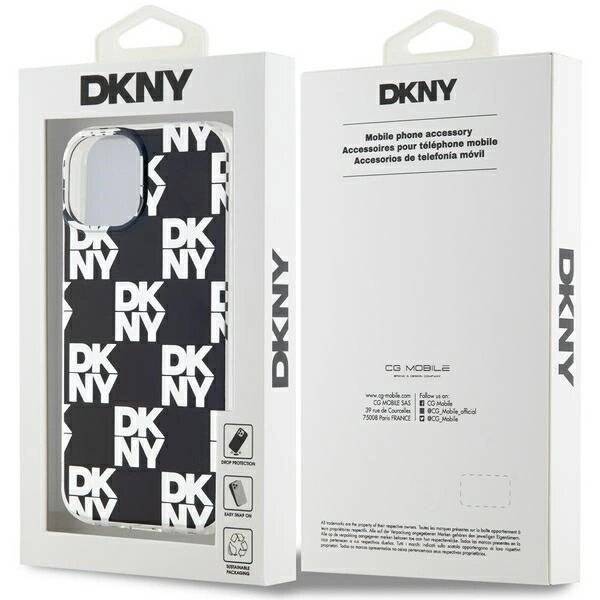 DKNY IML Checkered Mono Pattern Hülle iPhone 15 Plus / 14 – Schwarz