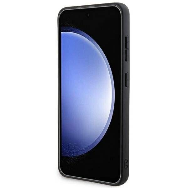 DKNY Leder-Monostreifen- Metall-Logo-Hülle Samsung Galaxy S24+ – Schwarz