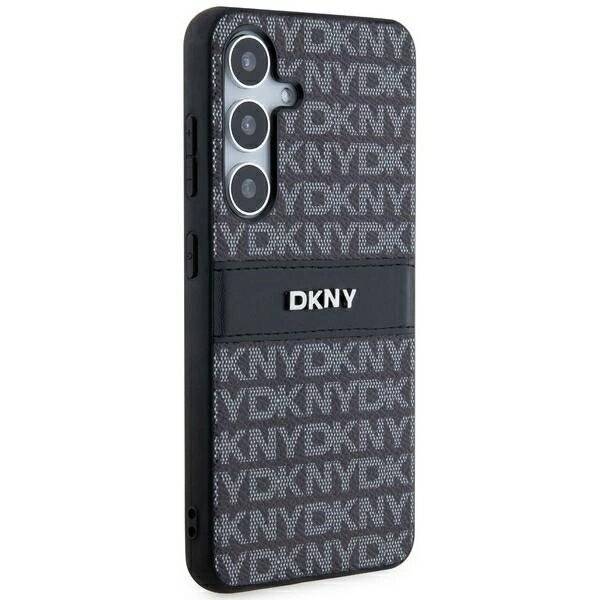 DKNY Leder-Monostreifen- Metall-Logo-Hülle Samsung Galaxy S24+ – Schwarz