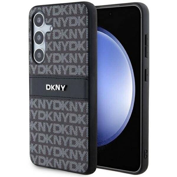 DKNY Leder Mono Stripe & Metal Logo Hülle Samsung Galaxy S24 – Schwarz