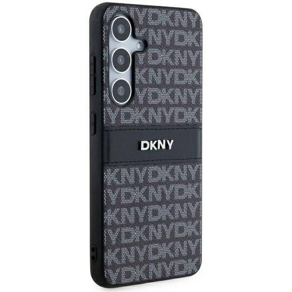DKNY Leder Mono Stripe & Metal Logo Hülle Samsung Galaxy S24 – Schwarz
