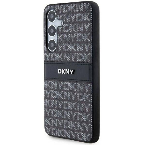 DKNY Leder Mono Stripe & Metal Logo Hülle Samsung Galaxy S24 – Schwarz