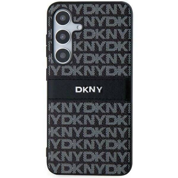 DKNY Leder Mono Stripe & Metal Logo Hülle Samsung Galaxy S24 – Schwarz