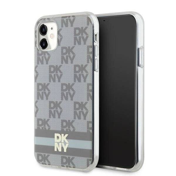 DKNY IML Checkered Mono Pattern & Printed Stripes MagSafe-Hülle iPhone 11 / Xr – Beige