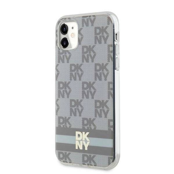 DKNY IML Checkered Mono Pattern & Printed Stripes MagSafe-Hülle iPhone 11 / Xr – Beige