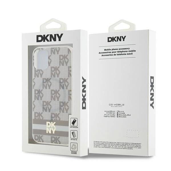 DKNY IML Checkered Mono Pattern & Printed Stripes MagSafe-Hülle iPhone 11 / Xr – Beige