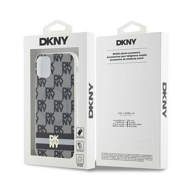 DKNY IML Checkered Mono Pattern & Printed Stripes MagSafe Hülle iPhone 11 / Xr – Schwarz