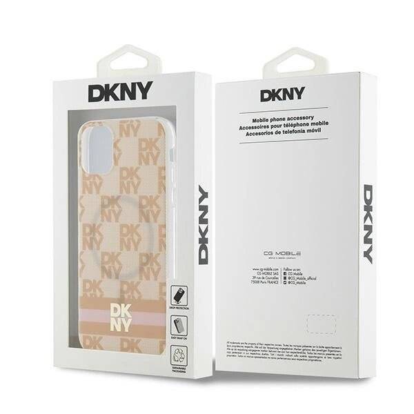 DKNY IML Checkered Mono Pattern & Printed Stripes MagSafe-Hülle iPhone 11 / Xr – Rosa