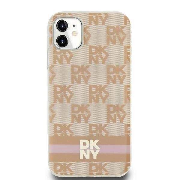 DKNY IML Checkered Mono Pattern & Printed Stripes MagSafe-Hülle iPhone 11 / Xr – Rosa