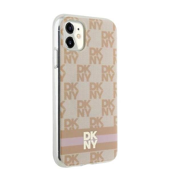 DKNY IML Checkered Mono Pattern & Printed Stripes MagSafe-Hülle iPhone 11 / Xr – Rosa