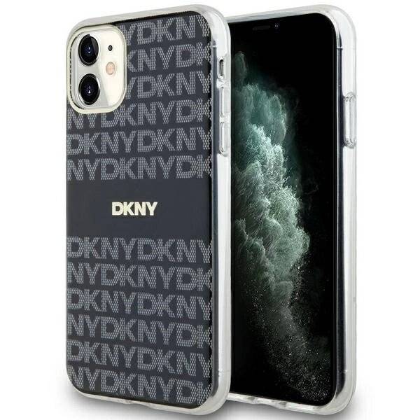 DKNY IML Mono & Stripe MagSafe Hülle iPhone 11 / Xr – Schwarz