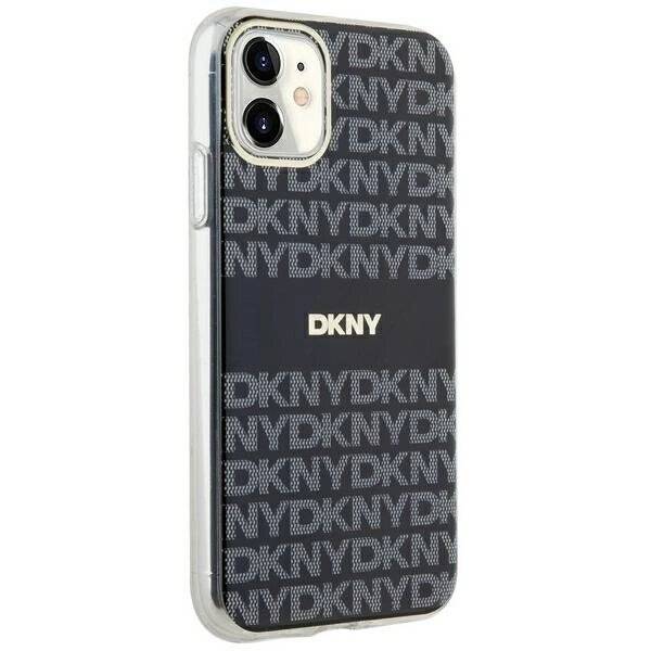DKNY IML Mono & Stripe MagSafe Hülle iPhone 11 / Xr – Schwarz