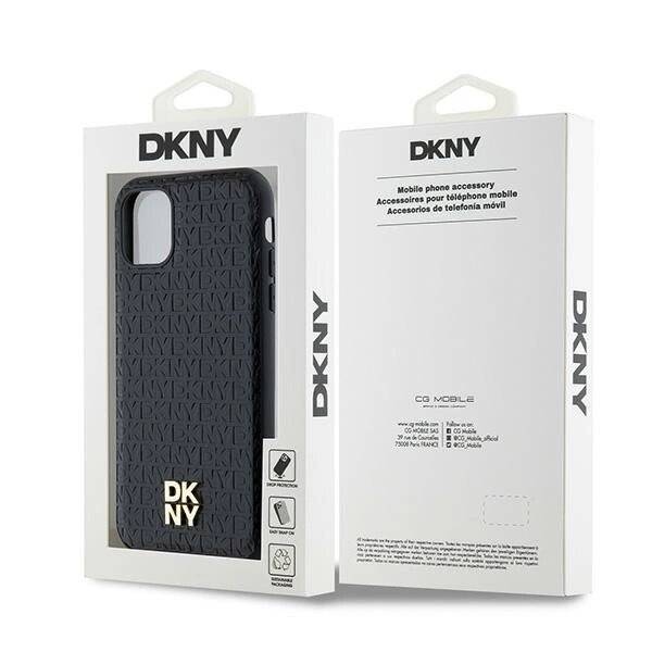 DKNY MagSafe-Hülle Leder Monogrammmuster Metalllogo iPhone 11 / Xr – Schwarz