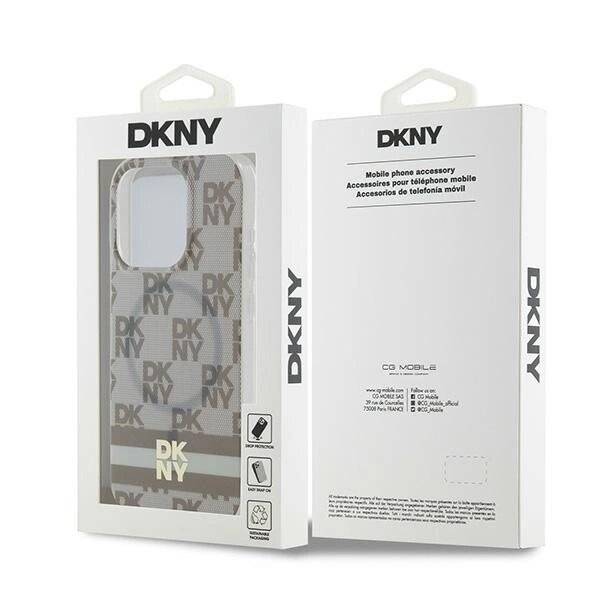 DKNY IML Checkered Mono Pattern & Printed Stripes MagSafe-Hülle iPhone 13 Pro / – Beige