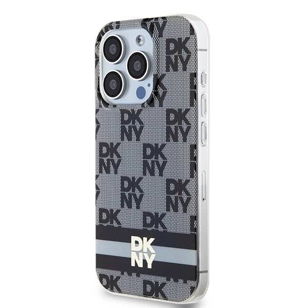 DKNY IML Checkered Mono Pattern & Printed Stripes MagSafe Hülle iPhone 14 Pro – Schwarz