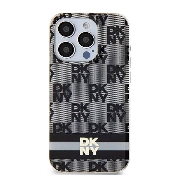 DKNY IML Checkered Mono Pattern & Printed Stripes MagSafe Hülle iPhone 15 Pro Max – Schwarz