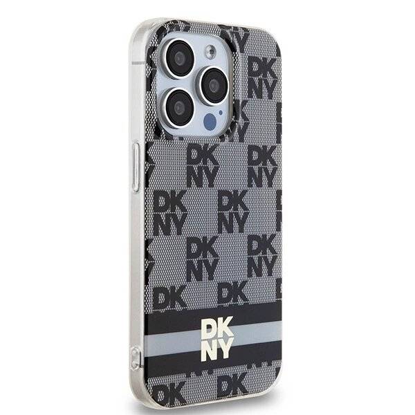 DKNY IML Checkered Mono Pattern & Printed Stripes MagSafe Hülle iPhone 15 Pro Max – Schwarz