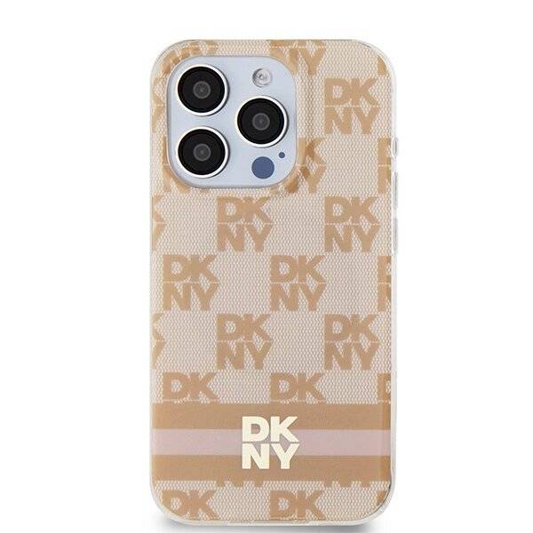 DKNY IML Checkered Mono Pattern & Printed Stripes MagSafe-Hülle iPhone 13 Pro / – Rosa