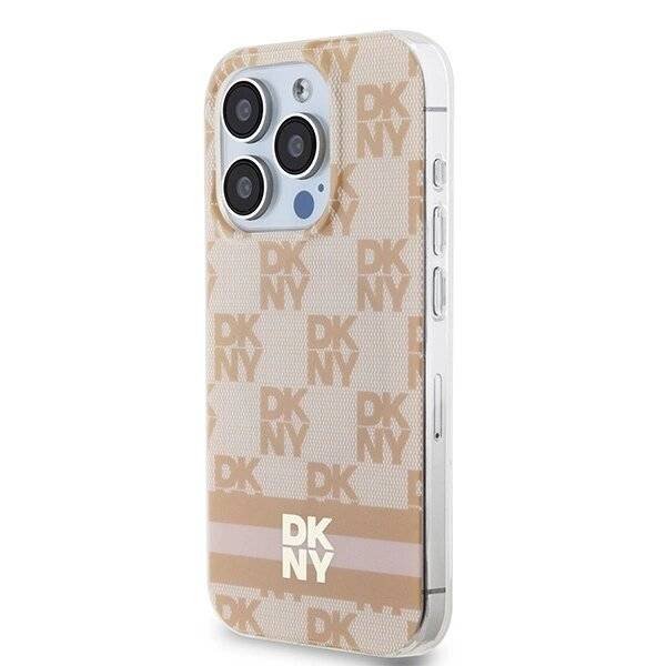 DKNY IML Checkered Mono Pattern & Printed Stripes MagSafe-Hülle iPhone 13 Pro / – Rosa