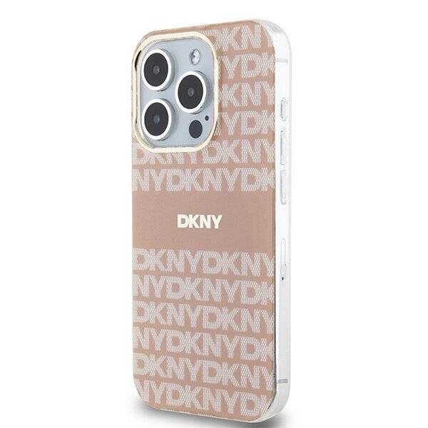 DKNY IML Mono & Stripe MagSafe Hülle iPhone 15 Pro Max – Rosa