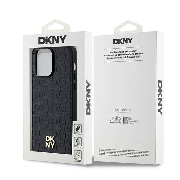 DKNY MagSafe-Hülle Leder Muster Metalllogo iPhone 13 Pro / – Schwarz