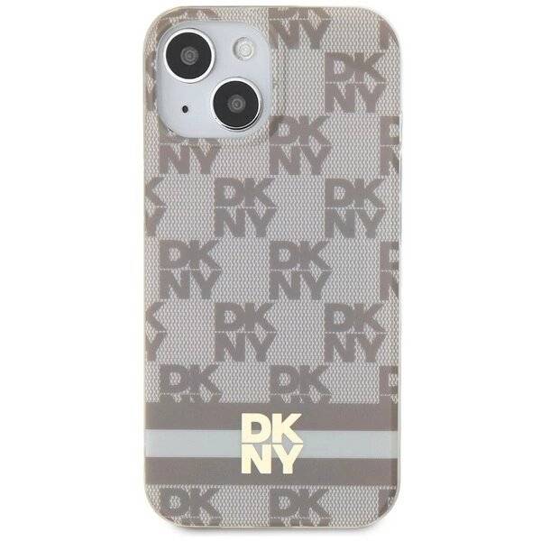 DKNY IML Checkered Mono Pattern & Printed Stripes MagSafe-Hülle iPhone 15 / 14 13 – Beige