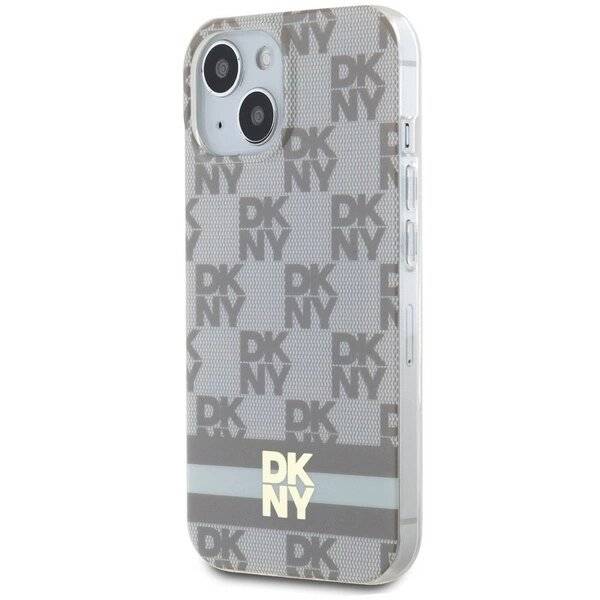 DKNY IML Checkered Mono Pattern & Printed Stripes MagSafe-Hülle iPhone 15 / 14 13 – Beige