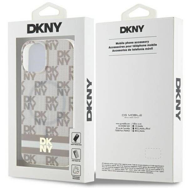 DKNY IML Checkered Mono Pattern & Printed Stripes MagSafe-Hülle iPhone 15 / 14 13 – Beige