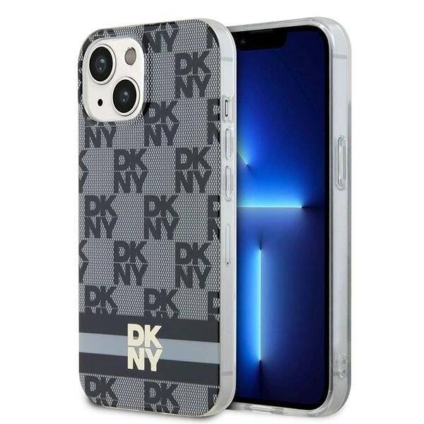 DKNY IML Checkered Mono Pattern & Printed Stripes MagSafe Hülle iPhone 15 Plus / 14 – Schwarz