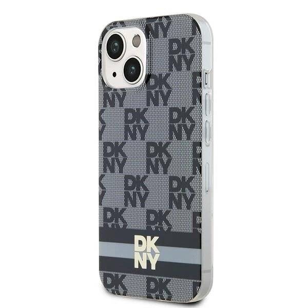 DKNY IML Checkered Mono Pattern & Printed Stripes MagSafe Hülle iPhone 15/14/13 – Schwarz