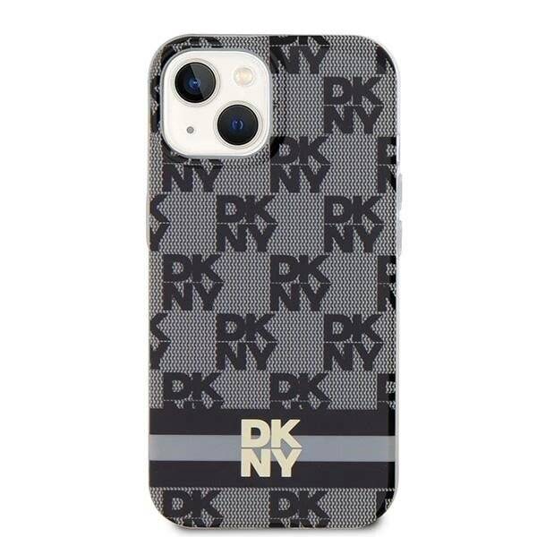 DKNY IML Checkered Mono Pattern & Printed Stripes MagSafe Hülle iPhone 15 Plus / 14 – Schwarz