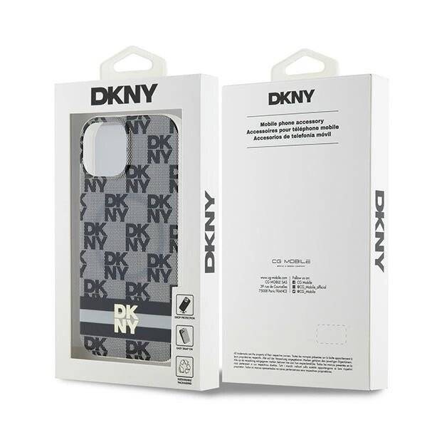 DKNY IML Checkered Mono Pattern & Printed Stripes MagSafe Hülle iPhone 15/14/13 – Schwarz