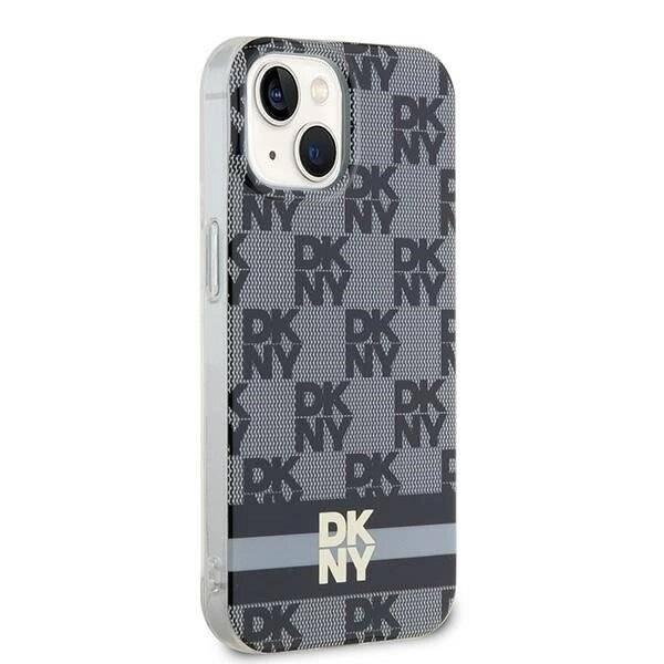 DKNY IML Checkered Mono Pattern & Printed Stripes MagSafe Hülle iPhone 15 Plus / 14 – Schwarz