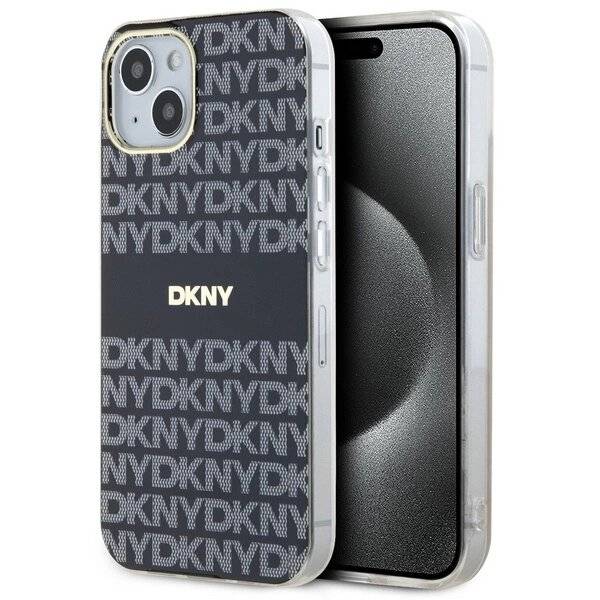 DKNY IML Mono & Stripe MagSafe Hülle iPhone 15/14/13 – Schwarz