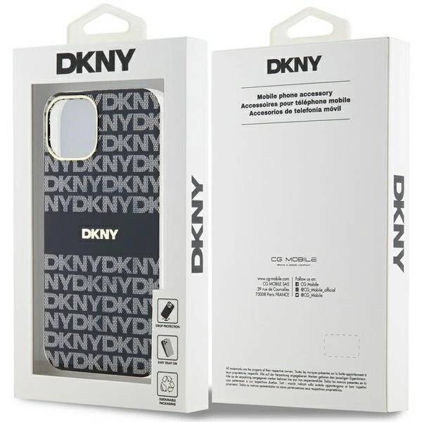 DKNY IML Mono & Stripe MagSafe Hülle iPhone 15/14/13 – Schwarz