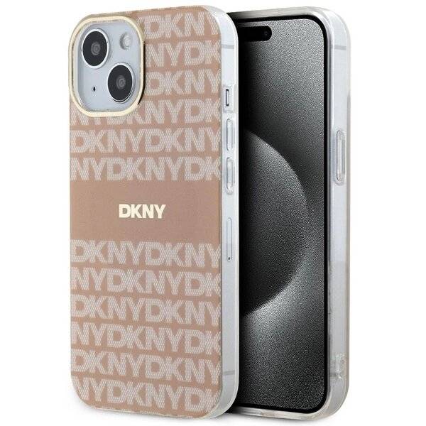 DKNY IML Mono & Stripe MagSafe Hülle iPhone 15 Plus / 14 – Pink