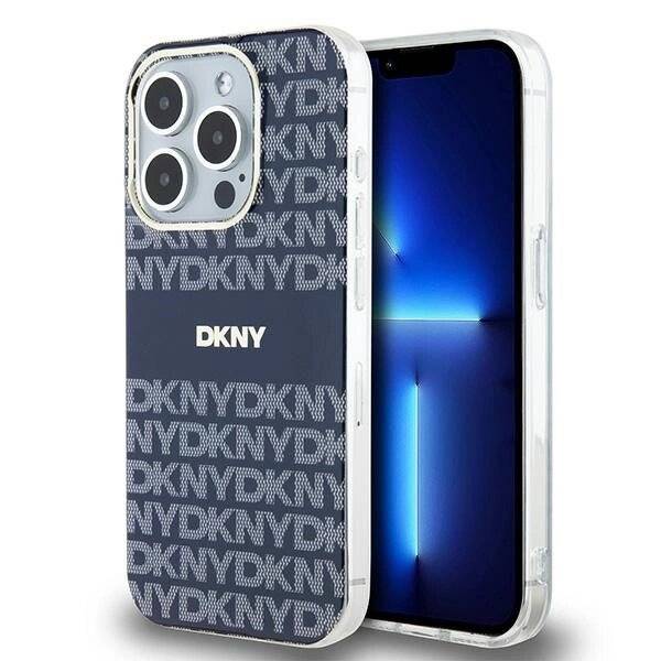DKNY IML Mono & Stripe MagSafe Hülle iPhone 15 Pro – Blau
